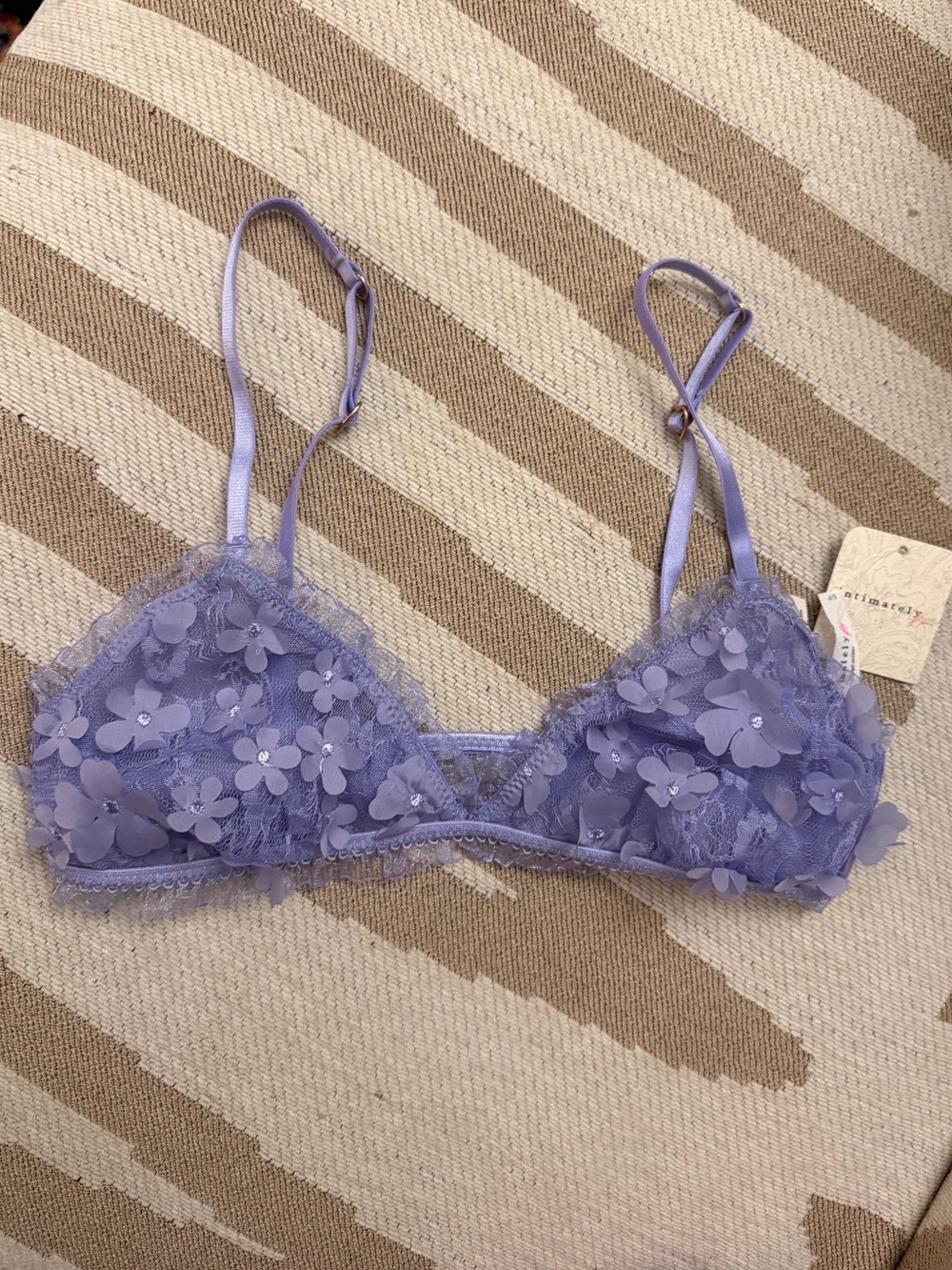 NWT Free People Lavender Floral Appliqué Lace Bralette